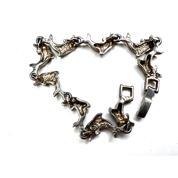 Vintage Dolphin Link Bracelet Silver Tone Ocean - Picture 5 of 5